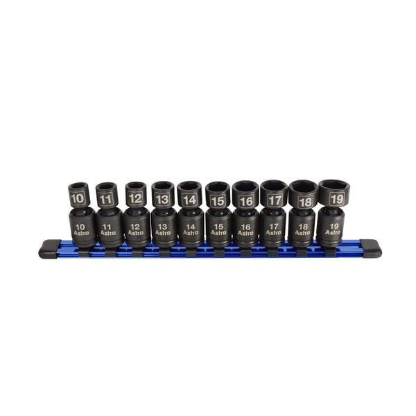 Nano Pinless Metric Universal Impact Skockets for 3/8" Drive (10-Piece)