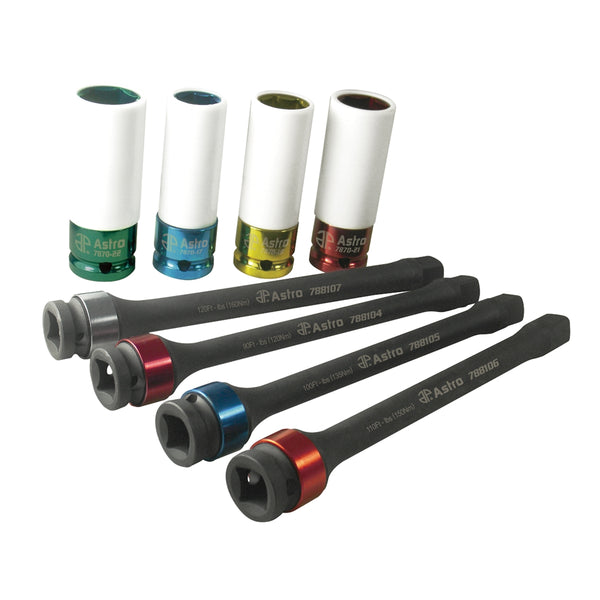 8 Pc Torque Limiting Extension And Protective Socket Set AST78818