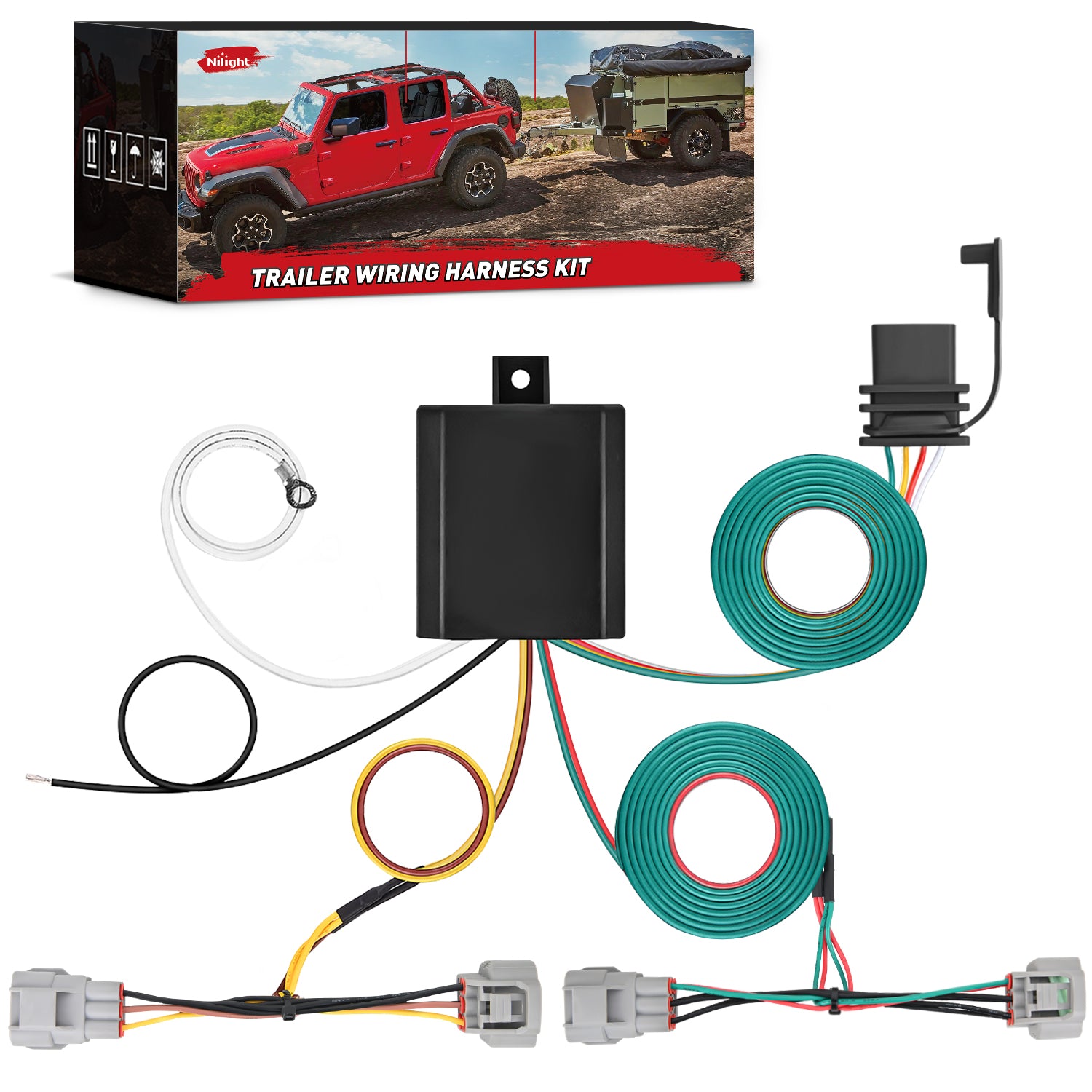 4 Pin Trailer Wiring Harness Kit 55513 Custom for Toyota Tacoma Hilux T100 1993 1994 1995 1996 1997 1998 2005 2006 2007 2008 2009 2010 2011 2012 2013 2014 2015