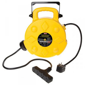 Bayco Products 50ft Retractable Polymer Cord Reel w/ 4 Outlets, 15amp