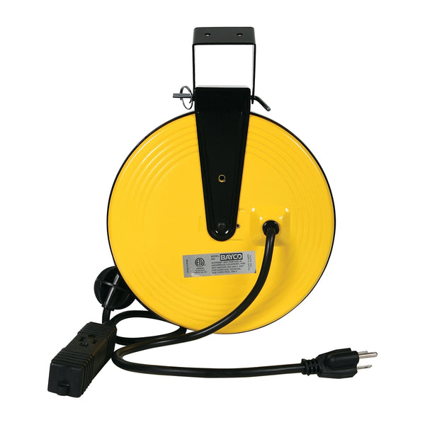 Bayco 30 ft. Retractable Metal Cord Reel with 3 Outlets - 10 Amp