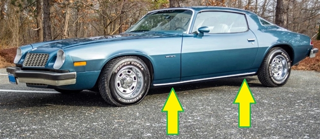 1970 - 1981 Camaro Rocker Panel Chrome Molding, 1 Inch Wide Thin Version, Each