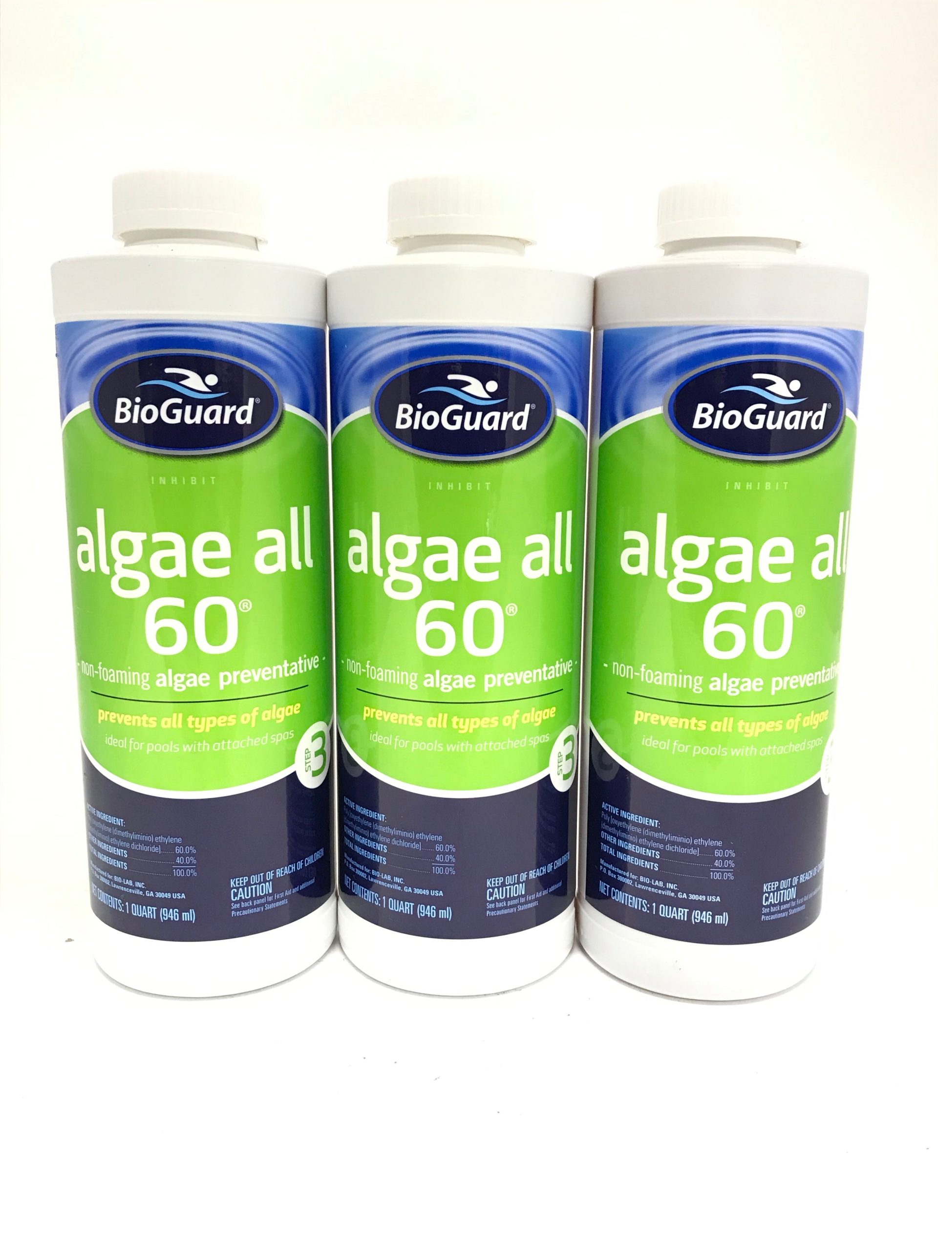 BioGuard-23060 Algae All 60-3 PACK - Non-Foaming Algae Preventative - Step 3 - 3 quarts