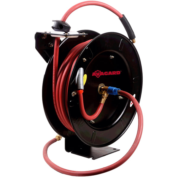 BluBird RMX Avagard AVGR3850 Metal Retractable Hose Reel w/ Premium 100% Rubber Air Hose, 300 psi (3/8 in. x 50 ft.)