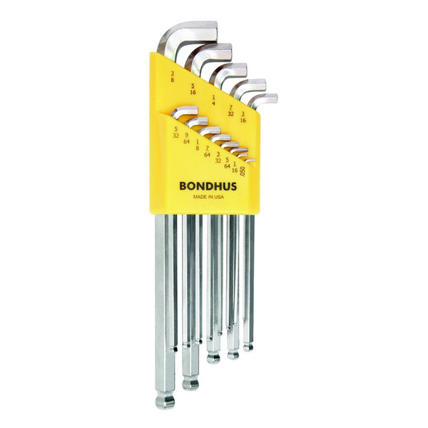 Hex Ball End Wrench Set, 13 Piece, .050" to 3/8", Stubby, L Shape, BriteGuard,