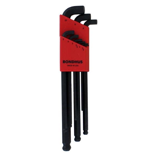 Hex Ball End Wrench Set, 9 Piece, 1.5mm to 10mm, Stubby, L Shape, BriteGuard, in