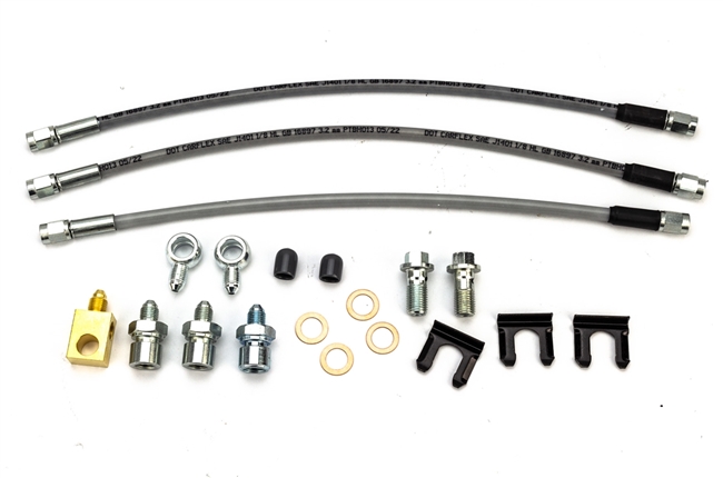 1979 - 1981 Camaro Braided Stainless Steel Brake Hose Set for Front Disc and Rear Drum