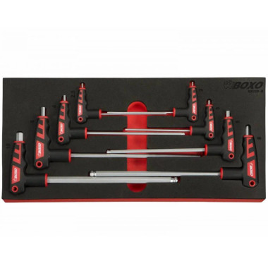 Boxo BX020-R 8 Pc Metric 2 Way T-Handle Ball Hex Key Set