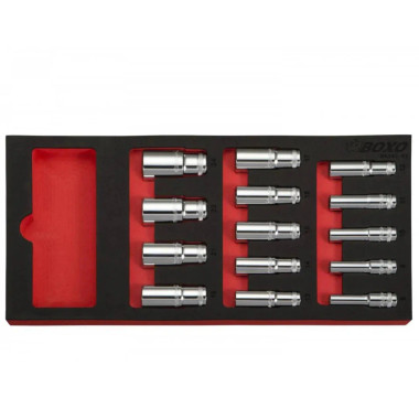 Boxo BX242-R2 14 Pc 3/8" Dr Metric Deep 12-PointSocket Set