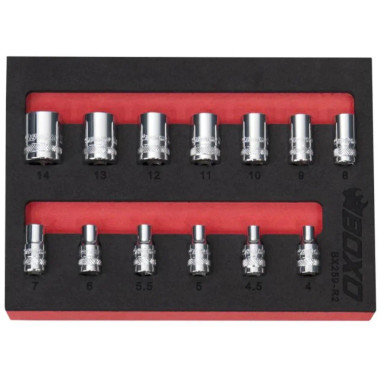 Boxo BX259-R2 13 Pc 1/4" Drive Metric Standard Length 6 Pt Chrome Socket Set