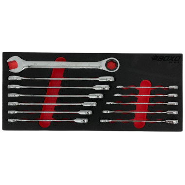 Boxo BX289-R2 12-Piece Metric Ratcheting Wrench Set For Damaged Fasteners