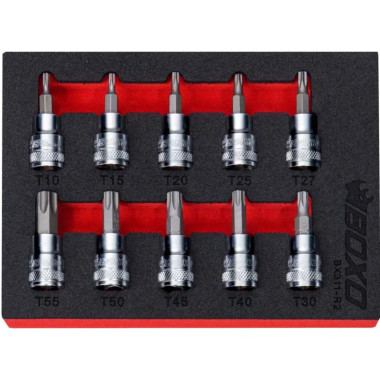 Boxo BX311-R2 10-Piece 3/8" Drive Standard Length Torx Bit Socket Set