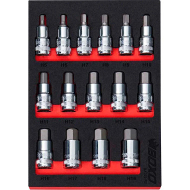 Boxo BX325-R2 15-Piece 1/2" Drive Standard Length Hex Bit Socket Set