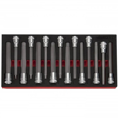 Boxo BX329-R2 15-Piece 1/2" Drive Long Hex Bit Socket Set