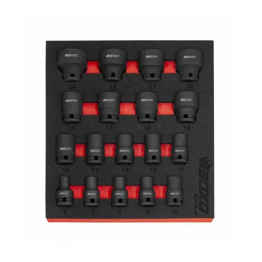 Boxo BX515-R 18-Piece 3/8" Dr 6-Point Metric Impact Socket Set