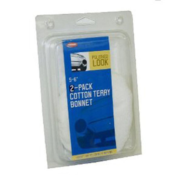 Terry Cotton Polishing Bonnet, 5" - 6", for Application and Removal of Wax, Polish and Compounds