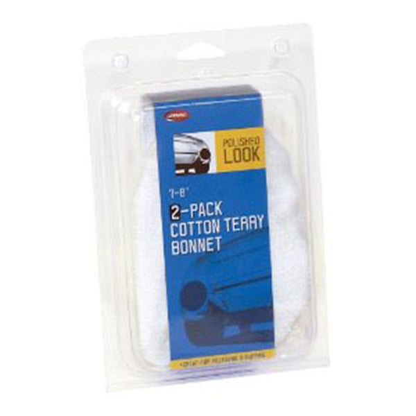 Terry Cotton Polishing Bonnet, 7" - 8", for Application and Removal of Wax, Polish and Compounds