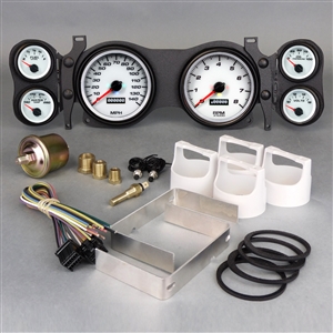 1970 - 1978 Camaro Dash Instrument Cluster Gauges Set, White Face (NVU): Speedometer, Tachometer, Oil Pressure, Water Temp, Voltmeter and Fuel