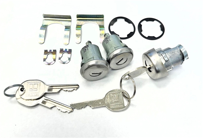 1978 - 1981 Camaro Locks Set, Doors and Trunk, Medium Cylinders, Round GM Headed Keys