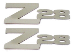 1970 - 1974 Camaro Fender Emblem, "Z28" Logo, Custom, Polished Stainless Steel with Adhesive Backing, Universal, Pair