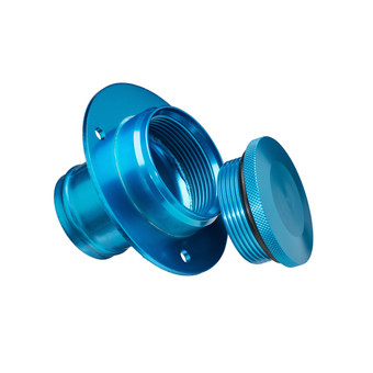 2" or 51mm Billet Remote Mount Filler Neck And Cap (BLUE)