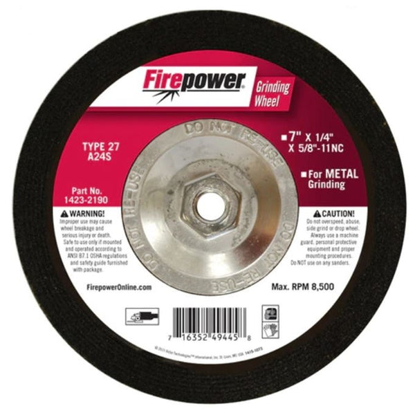 7 in. x 1/4 in. x 5/8 in. -11NC Depressed Center Grinding Wheels, Type 27