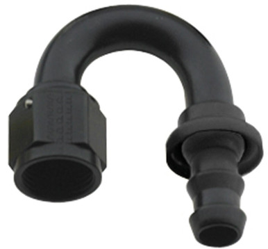 Fragola Hose Fitting #6 180 Deg Push Lock Black 218006-BL