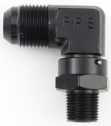 Fragola #10 x 3/8 MPT 90 Deg Swivel Adapter Black 499111-BL