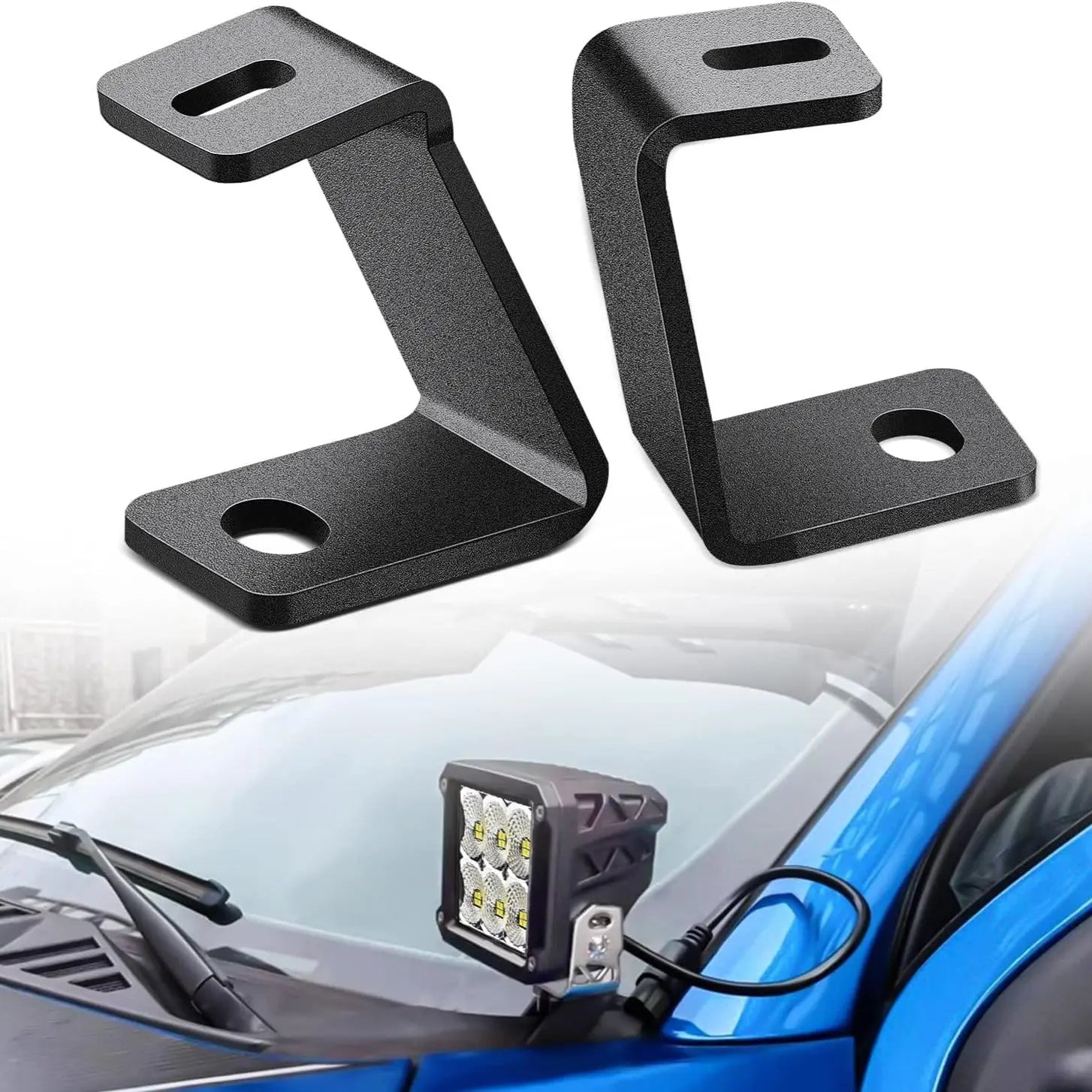 Front A-Pillar Ditch Light Hood Mounts For 2017 2018 2019 2020 2021 2022 2023 Ford F150 Raptor | 2015 2016 2017 2018 2019 2020 2021 2022 2023 F150