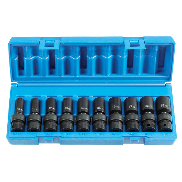 10 Piece 3/8" Drive Semi Deep Metric Universal Impact Socket Set GRE1210UMSD