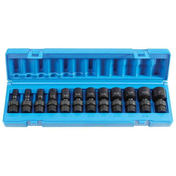 12 Piece 3/8" Drive Semi Deep SAE Universal Impact Socket Set GRE1212USD