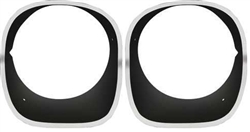 1974 - 1977 Camaro Z28 Black Headlight Bezels with Polished Rim, LH 333796 and RH 333797