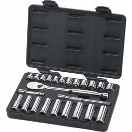 GearWrench 24pc 3/8" Drive 6 and 12 Point Socket Set with Ratchet - Metric