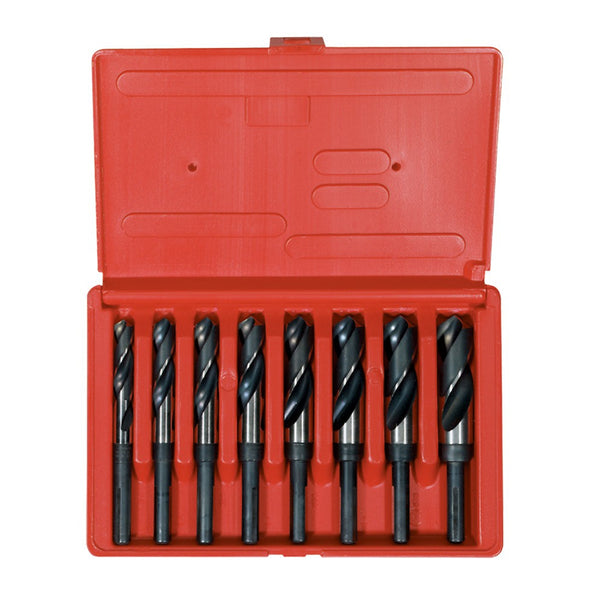 Drill Bit Set, 8 Piece, High Speed Steel, 1/2" Reduced Shank, 9/16" to 1", in