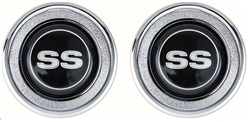 1970 - 1981 Camaro Custom Door Panel Emblems Window Crank Block Offs, SS, Pair