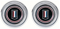 1974 - 1979 Camaro Door Panel Emblems Window Crank Block Offs, Camaro Badge, Pair