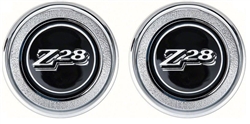 1977 - 1979 Camaro Door Panel Emblems Window Crank Block Offs, Black Z28, Pair