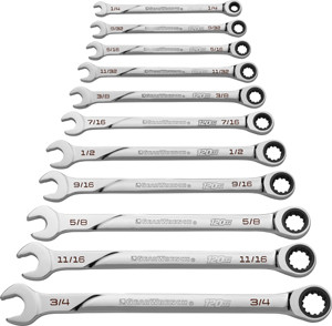 GearWrench 86450 11-Piece Spline Ratcheting Wrench Set