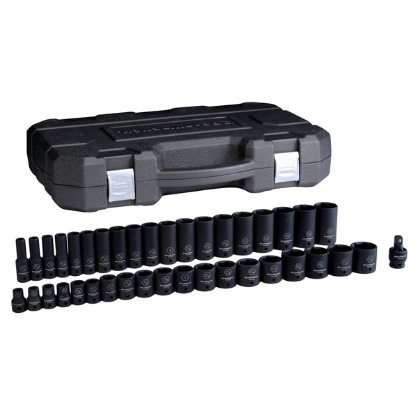 39 Piece 1/2" Drive 6 Point SAE Standard/Deep Impact Socket Set