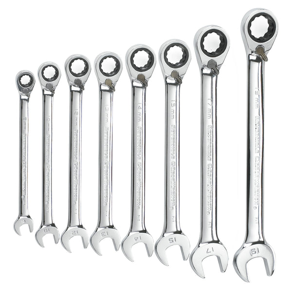 8 Pc. 12 Point Metric Reversible Combination Ratcheting Wrench Set KDT9543