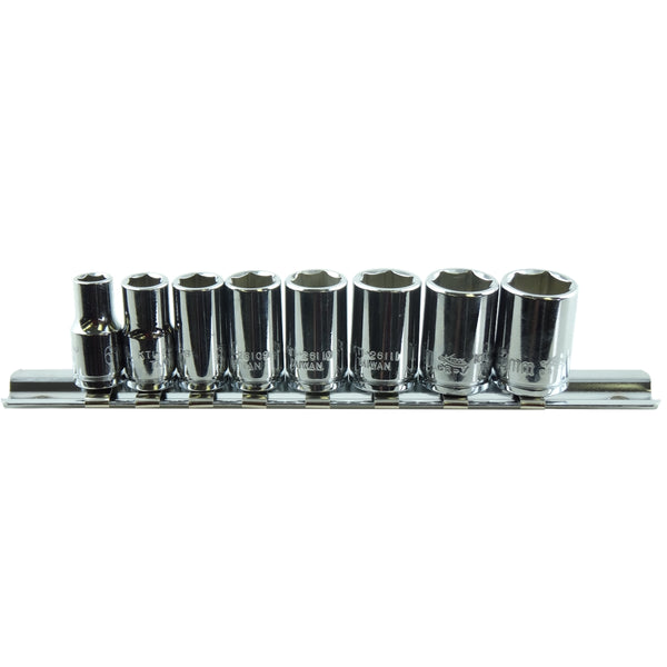 8 Piece 1/4" Drive 6 Point Metric Chrome Socket Set KTI26100
