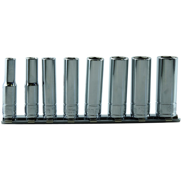 8 Piece 1/4" Drive 6 Point Metric Deep Socket Set KTI26200