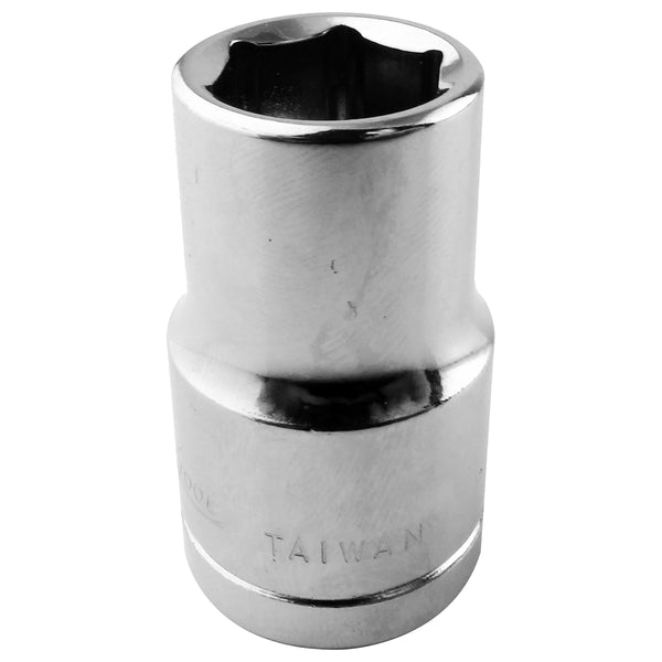Chrome Socket, 1/2" Drive, 11mm, 6 Point, Shallow