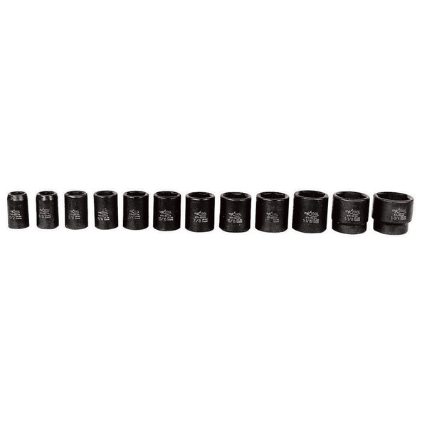 12 Piece 1/2" Drive SAE 6 Point Standard Impact Socket Set KTI33100