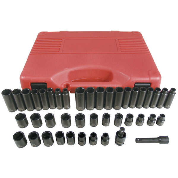 42 Piece 3/8" Drive 6 Point SAE and Metric Impact Socket Set KTI37042