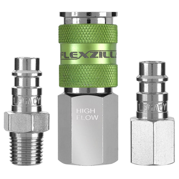 Flexzilla Pro High Flow Coupler & Plug Kit, 3 Piece - 1/4 in. NPT LEGA53452FZ
