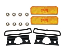 1974 - 1977 Camaro Marker Light Lens and Housing Assemblies Set, Front Sides, Light Amber, USA Made