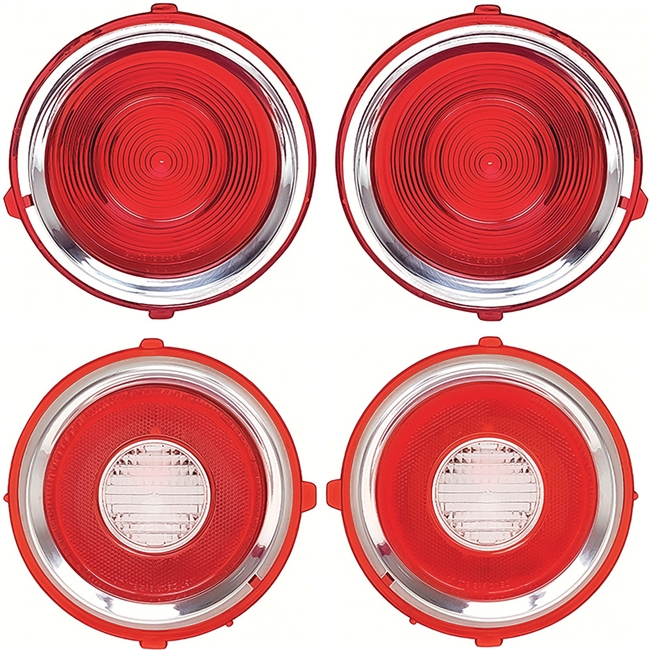 1971 - 1973 Camaro Tail Light and Backup Light Lenses Set, Standard, 4 Pieces