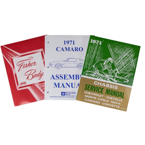 1971 Camaro Body, Chassis, and Assembly Instruction Manual Book Set, 3 Piece