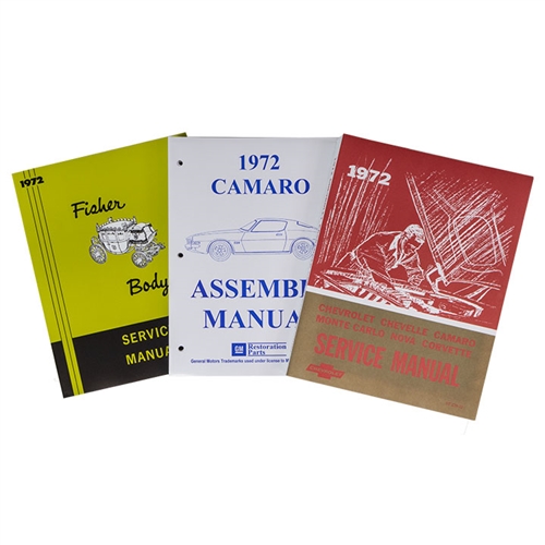 1972 Camaro Body, Chassis, and Assembly Instruction Manual Book Set, 3 Piece
